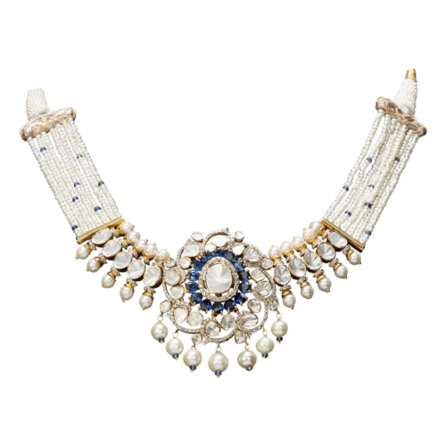 Regal Beaded Polki Necklace Set