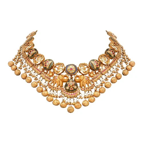 Elephant Inspired Gold Necklace Set