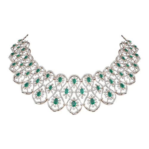 Opulent Green Diamond Necklace Set