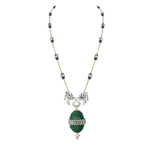 Beaded Oval Diamond Pendant