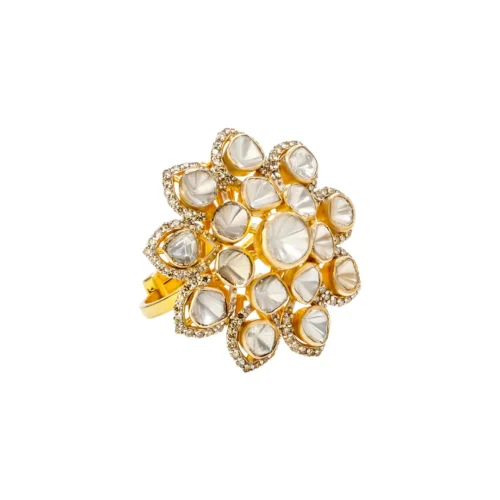 Artistic Floral Polki Ring